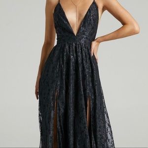 Black lace maxi dress